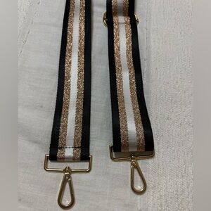 Black and Gold Striped Bag Strap